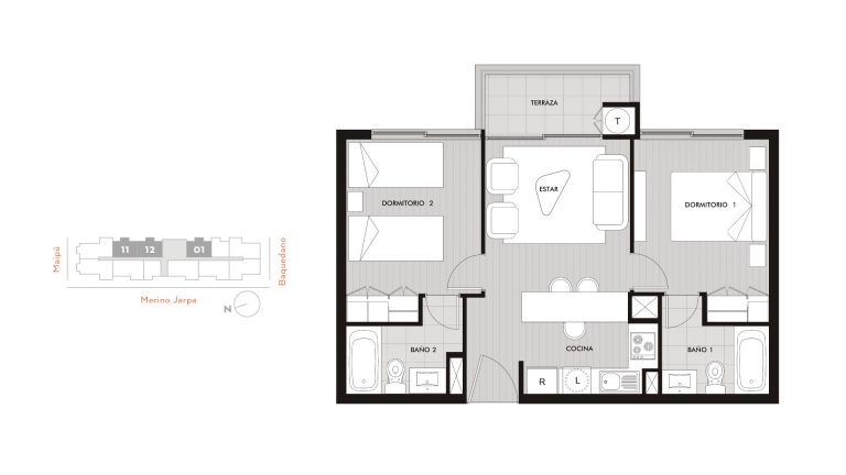Planta depto. A Baquedano 302