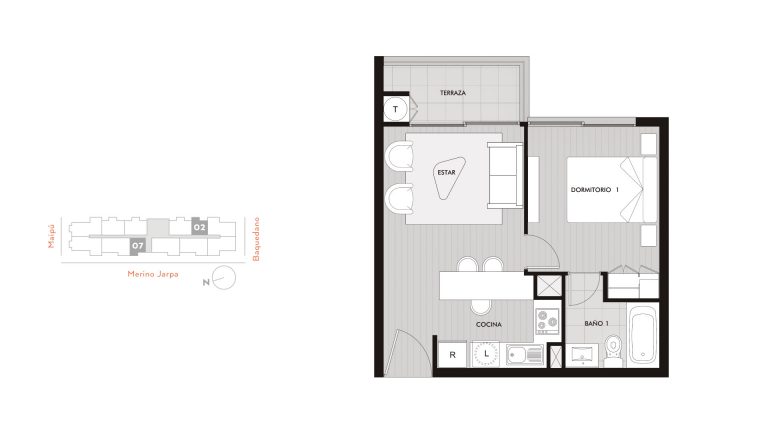 Planta depto. B Baquedano 302